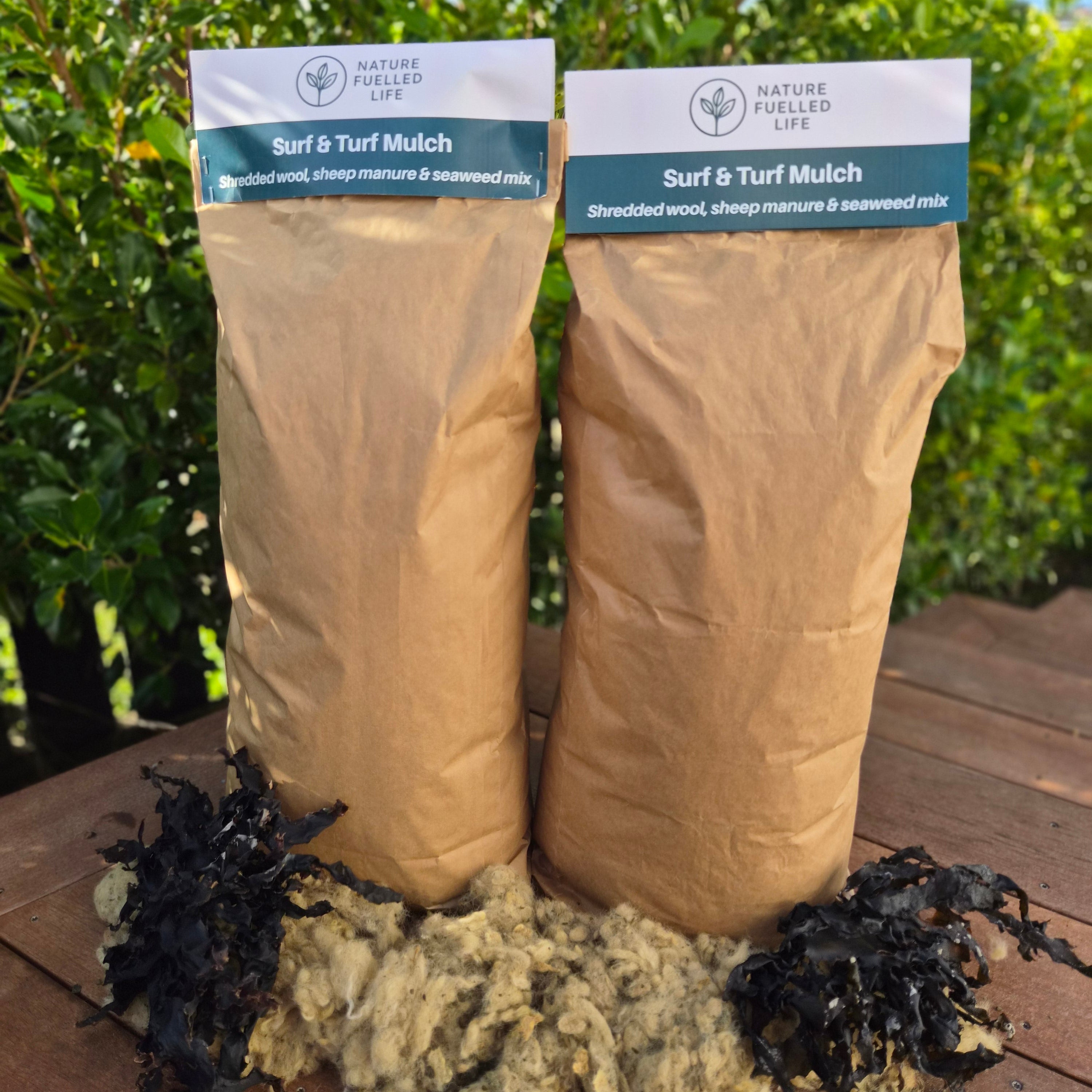Surf & Turf Mulch 5kg Bundle | NZ Wool, Seaweed & Sheep Manure Blend for Gardens & Raised Beds