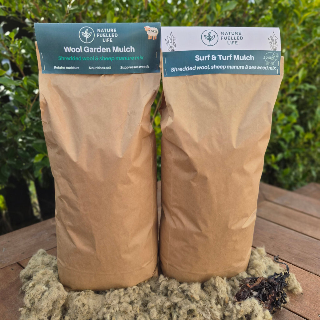 Raised Garden Starter Bundle 5kg | Surf & Turf Mulch + Wool Garden Mulch